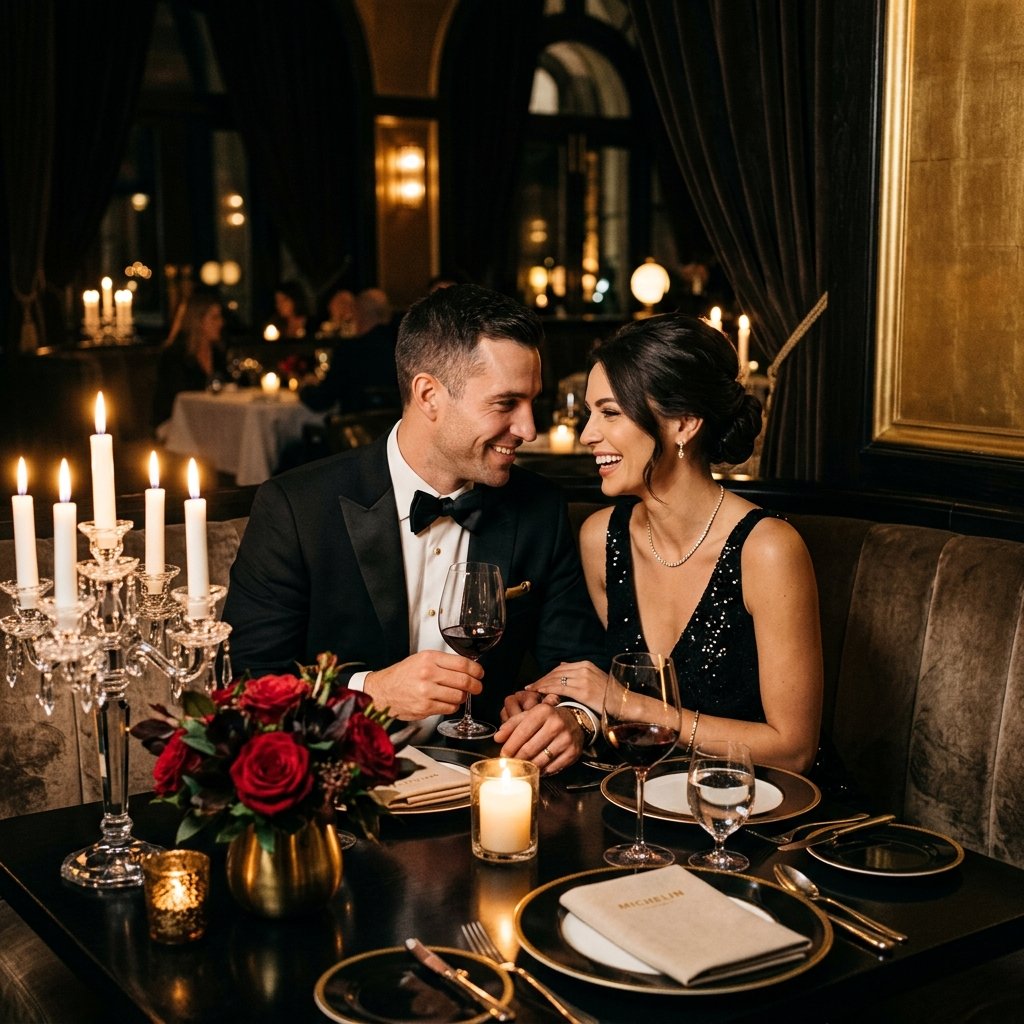 Couple enjoying romantic dinner