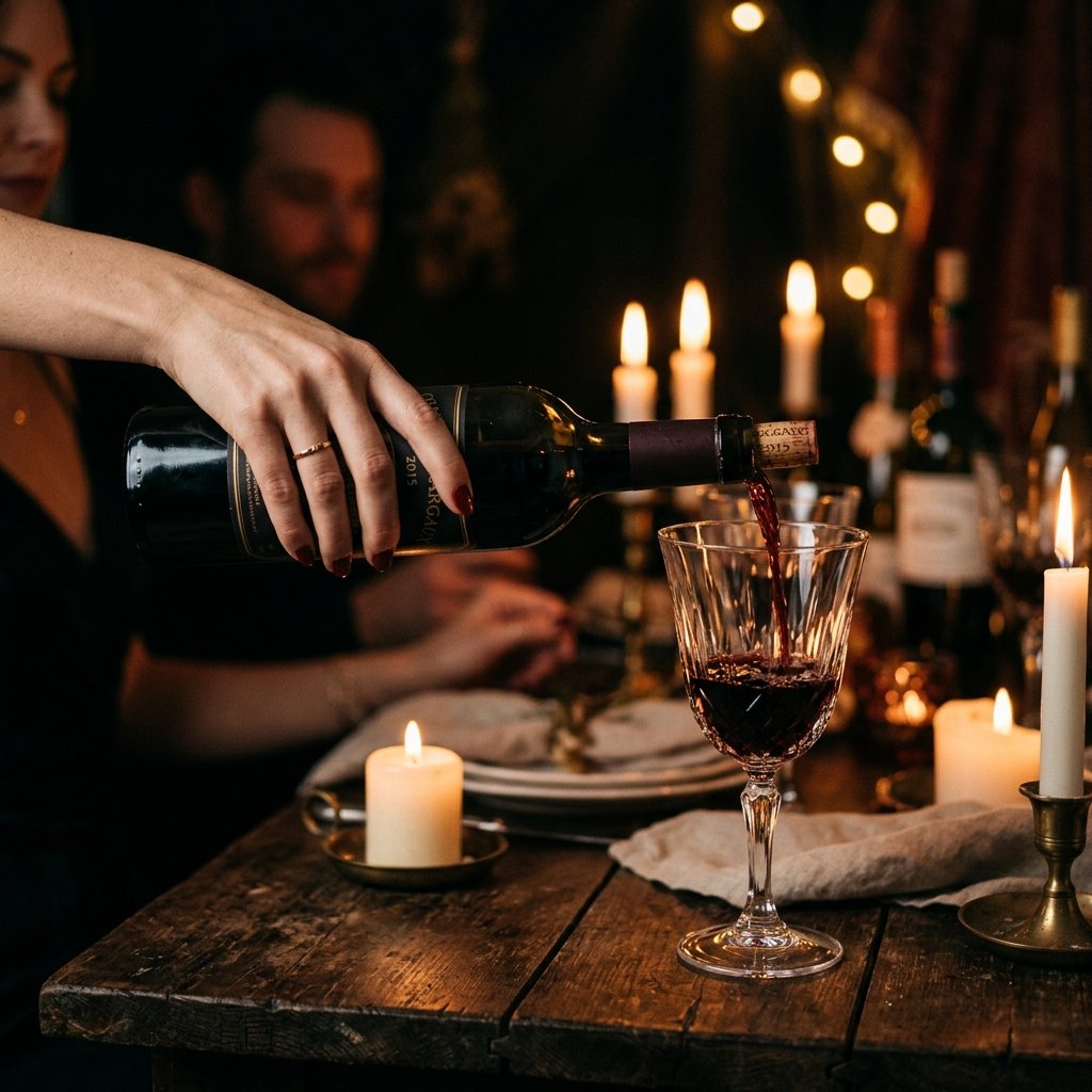Romantic wine pouring